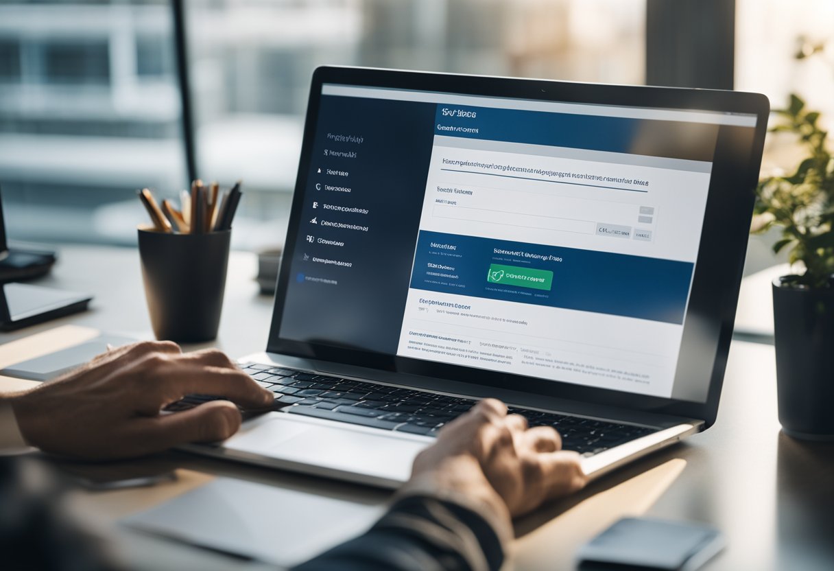 Uma pessoa usando um computador para atualizar sua assinatura eletrônica no site da Caixa