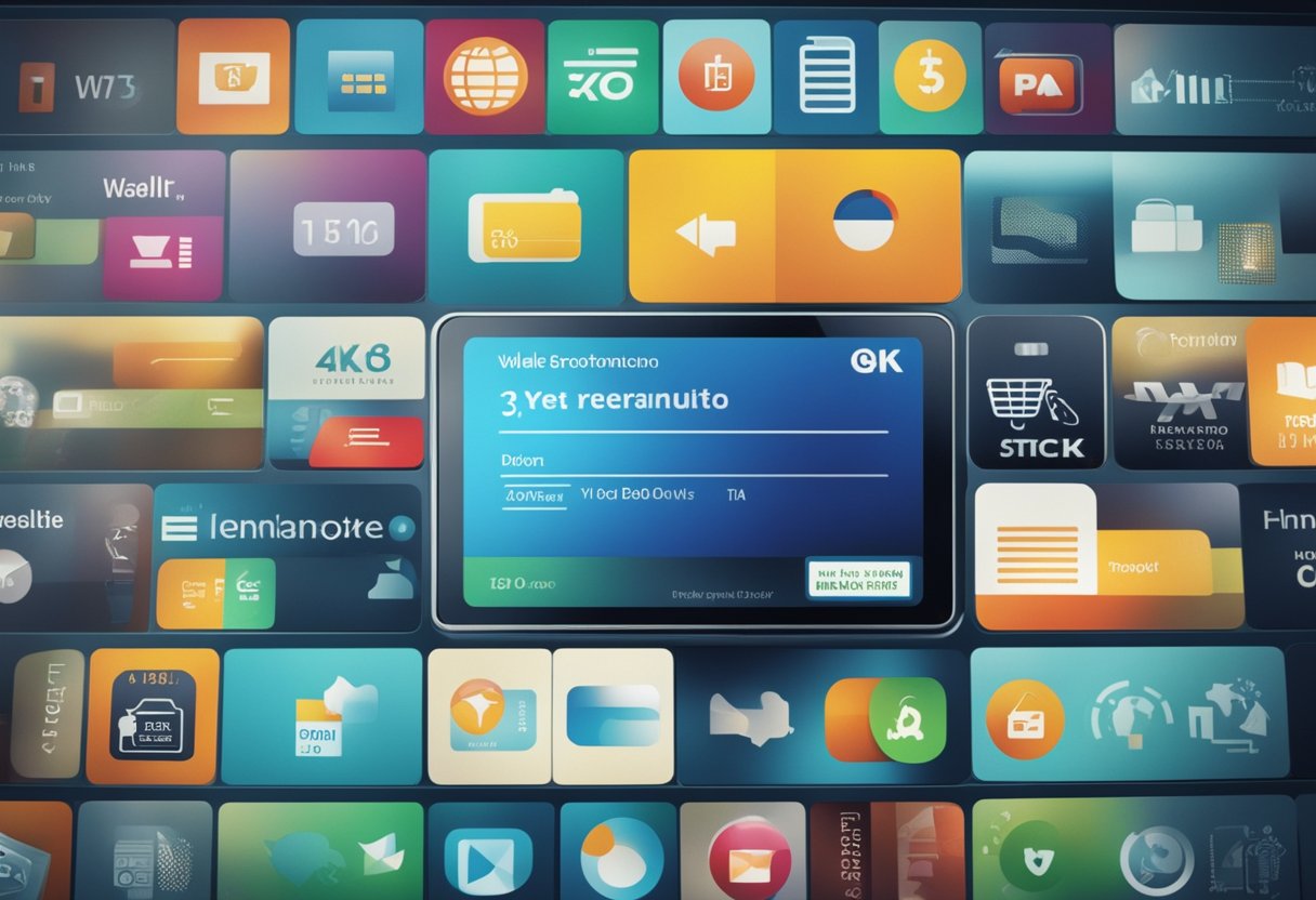 Uma tela digital exibindo um ícone de carteira com opções para editar informações pessoais