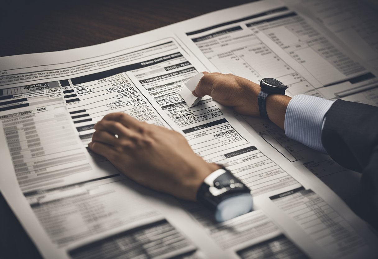 Uma mão alcançando um extrato bancário pixelado, com uma grande borracha pairando sobre ele