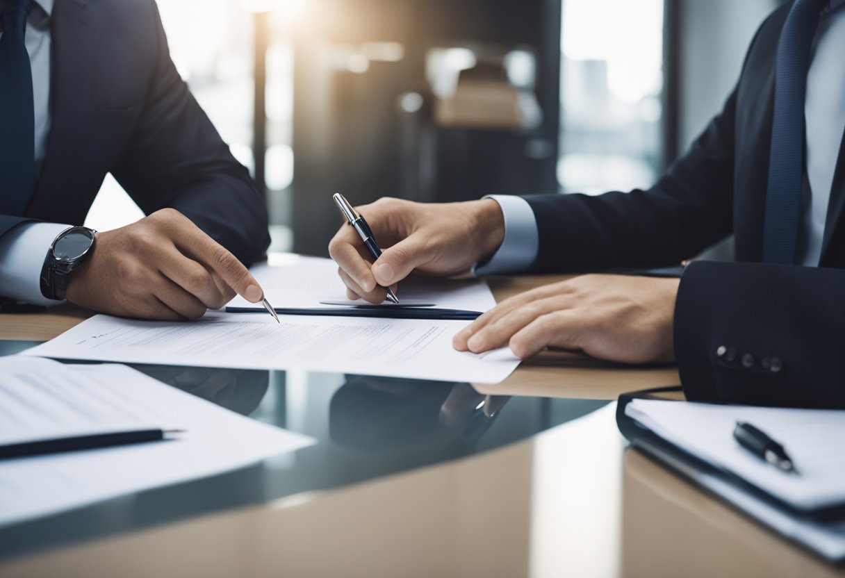 Um gerente assinando o contrato de trabalho de um trabalhador intermitente em uma mesa