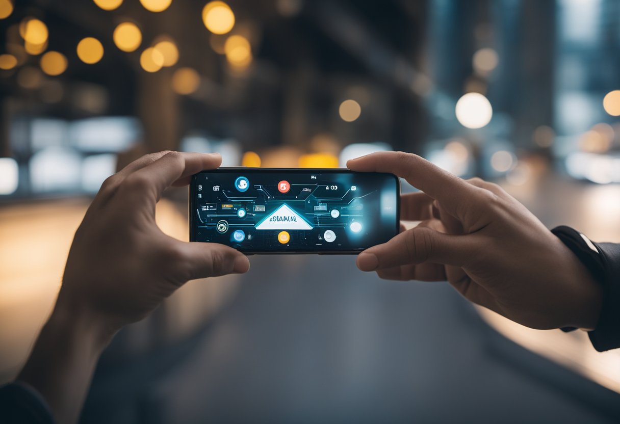 Uma pessoa segurando um smartphone com o aplicativo do C6 Bank aberto, tocando na função "Aproximação" para ativá-la.