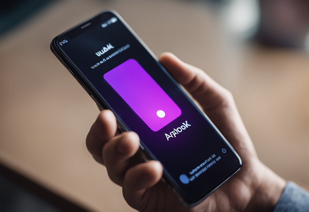 Uma mão segurando um smartphone com o aplicativo Nubank aberto, tocando na função "Aproximação" para ativá-la.