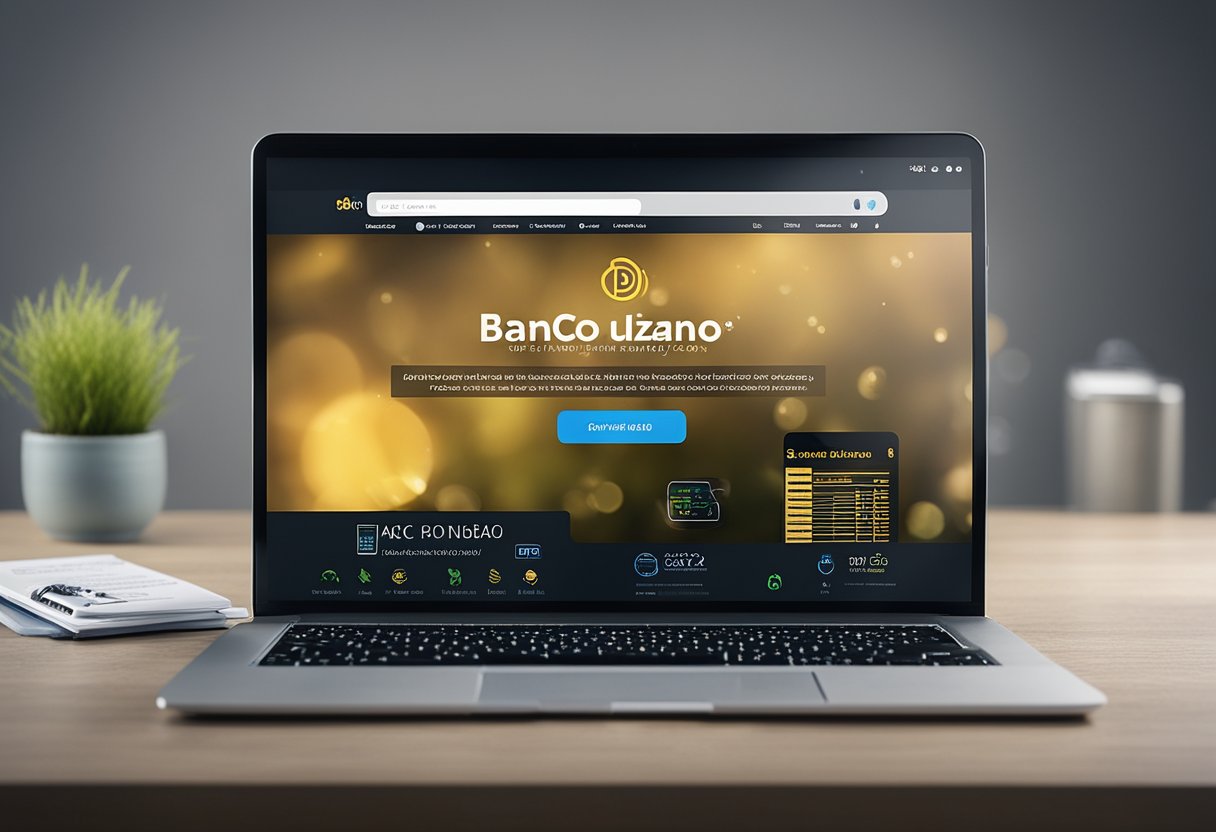 Uma tela de computador exibindo o site do Banco Inter com um cursor clicando na opção "Atualizar Boleto"