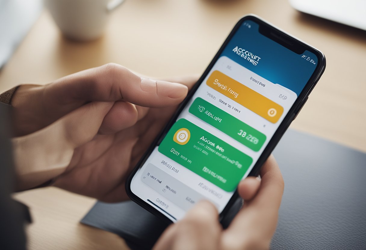 Uma pessoa navegando em um aplicativo de smartphone, selecionando "Configurações da Conta" e, em seguida, tocando em "Fechar Conta" no aplicativo de banco digital C6.