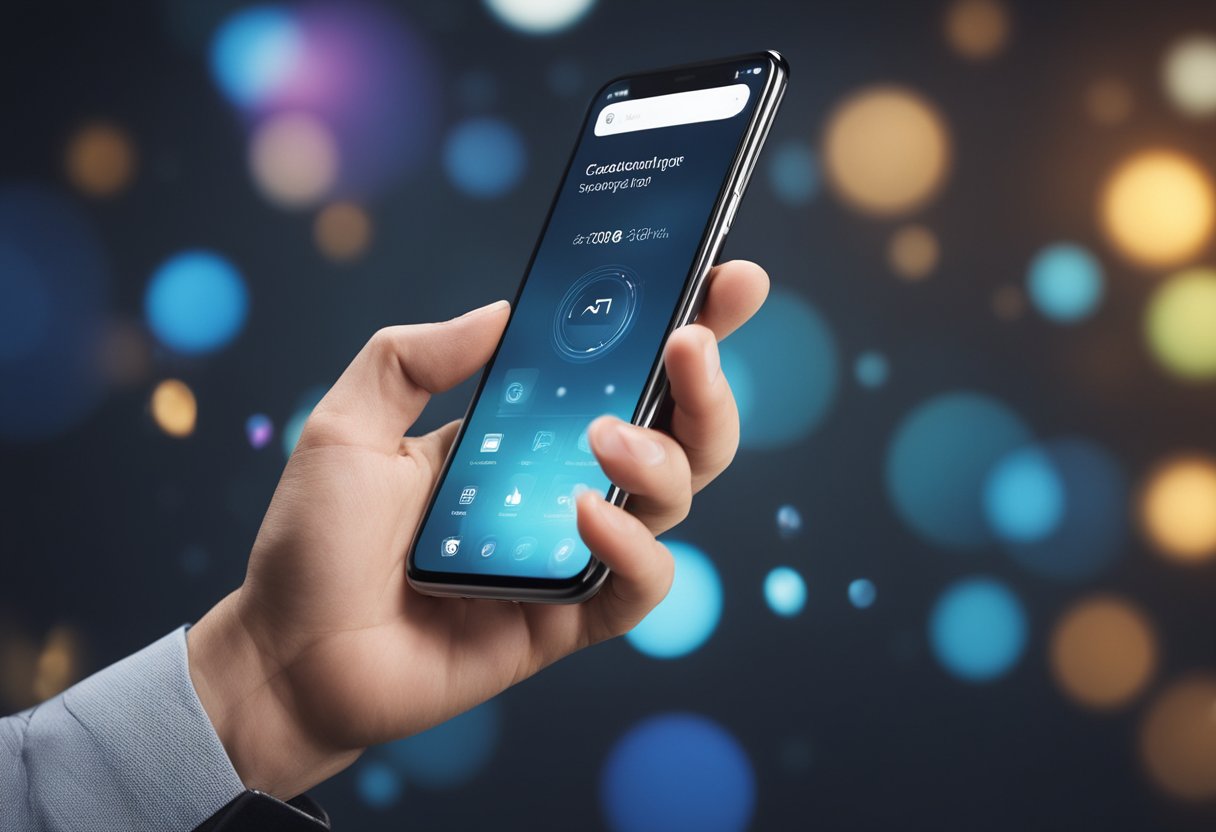 Uma mão alcançando um smartphone, tocando no ícone do aplicativo Superdigital para cancelar a conta