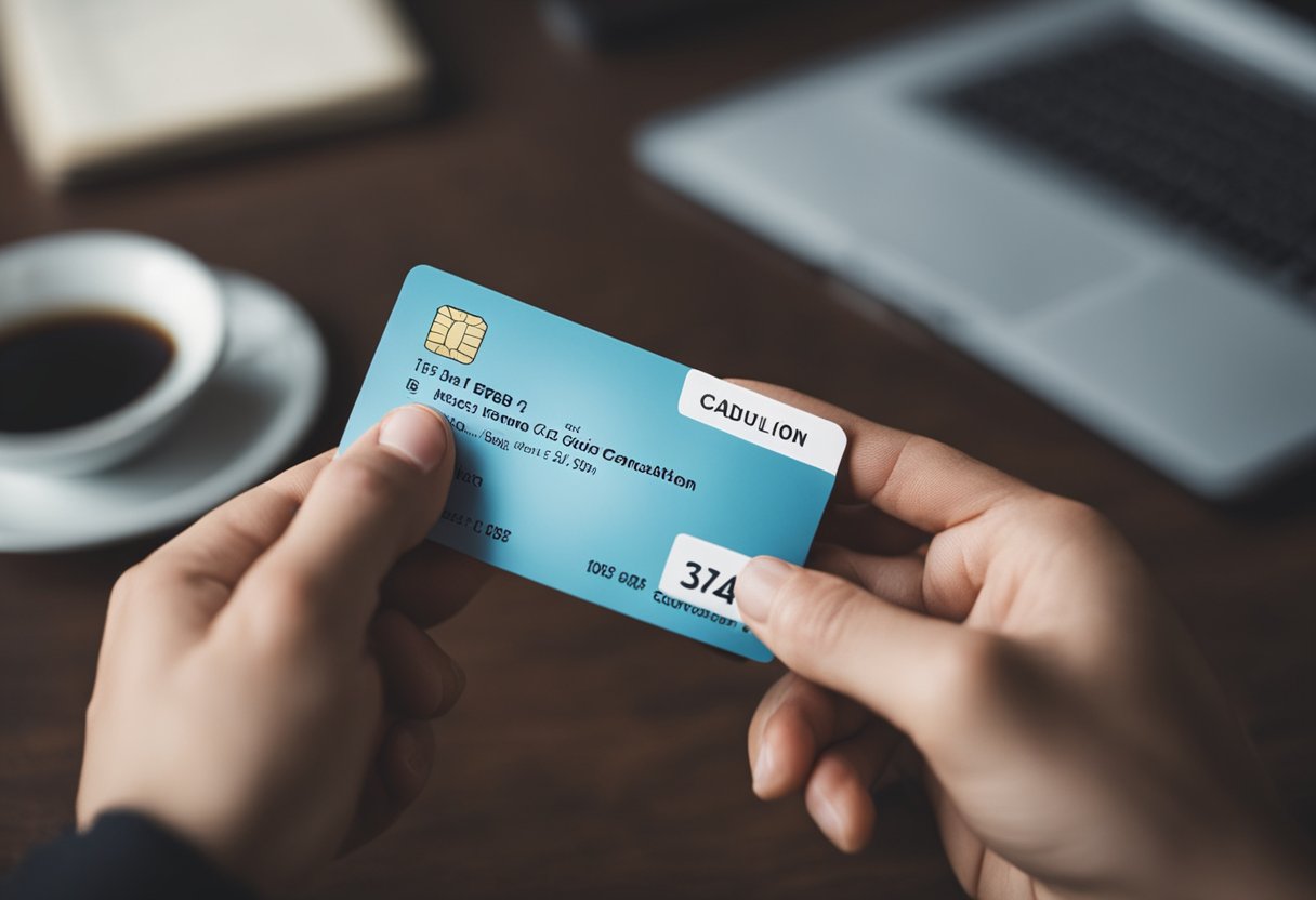 Uma pessoa segurando um cartão Caedu enquanto olha para uma lista de dicas de cancelamento
