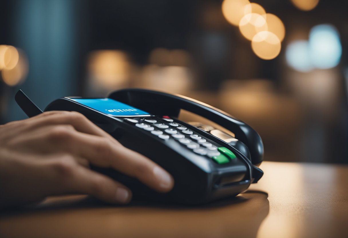 Uma pessoa usando um telefone para ligar e cancelar um cartão de crédito Havan