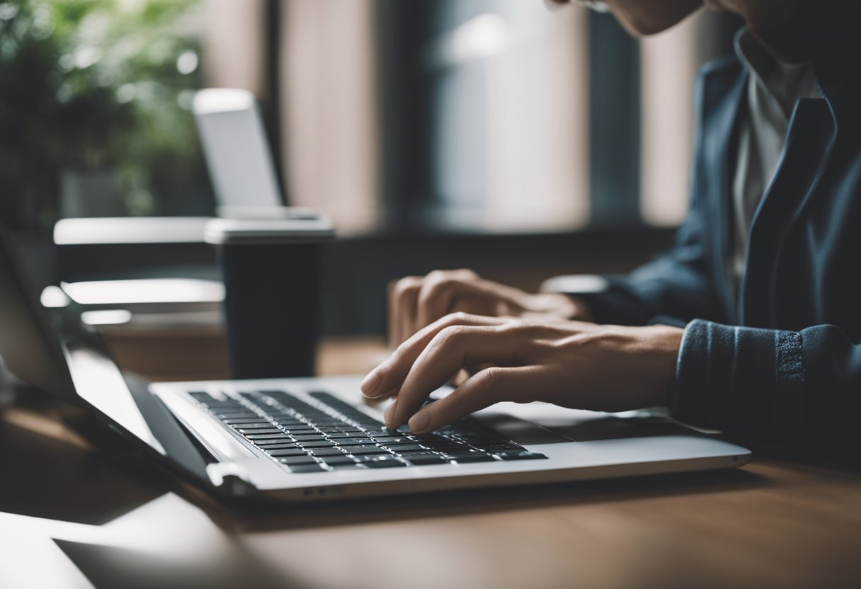 Uma pessoa usando um computador para acessar sua conta Marisa e clicando na opção para cancelar seu cartão