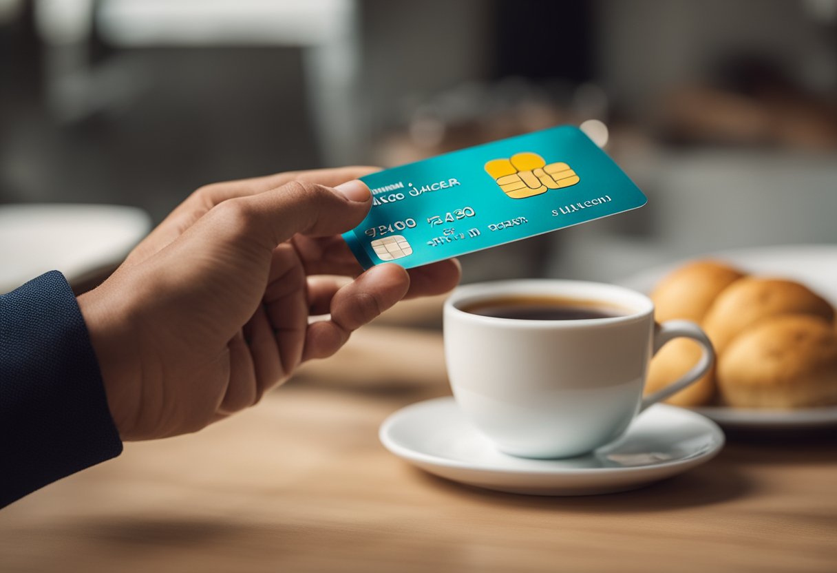 Uma pessoa segurando um cartão Pão de Açúcar e usando um telefone para cancelá-lo