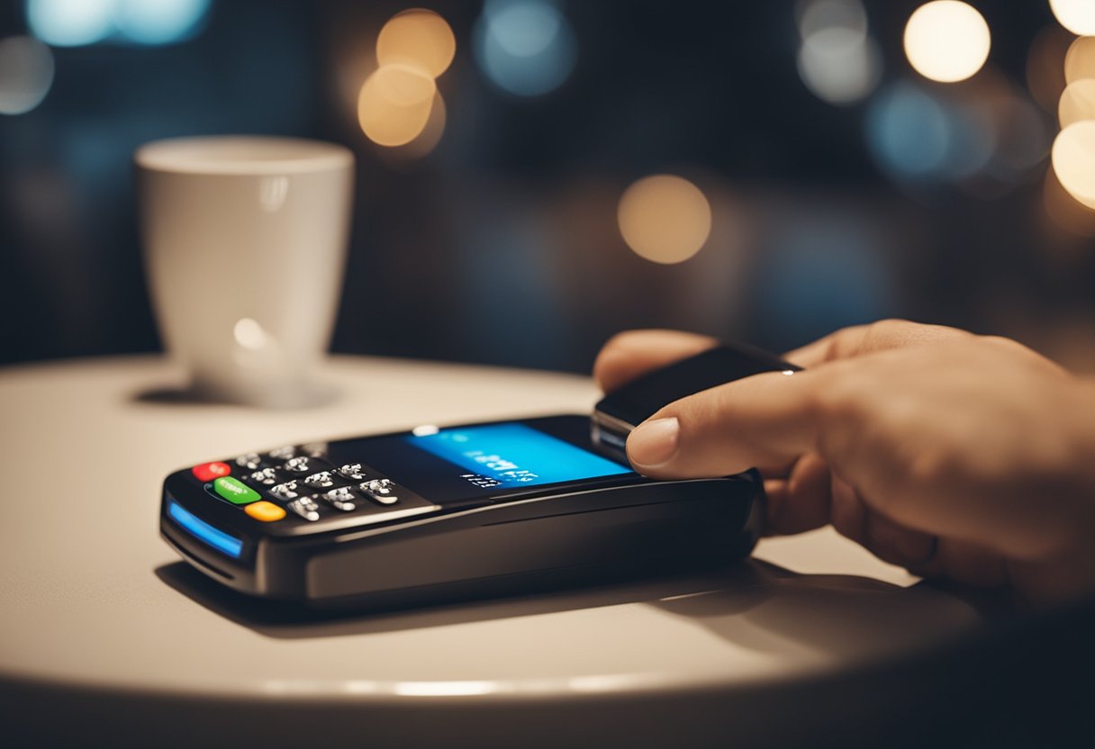 Uma pessoa usando um telefone para cancelar um cartão de crédito Tricard