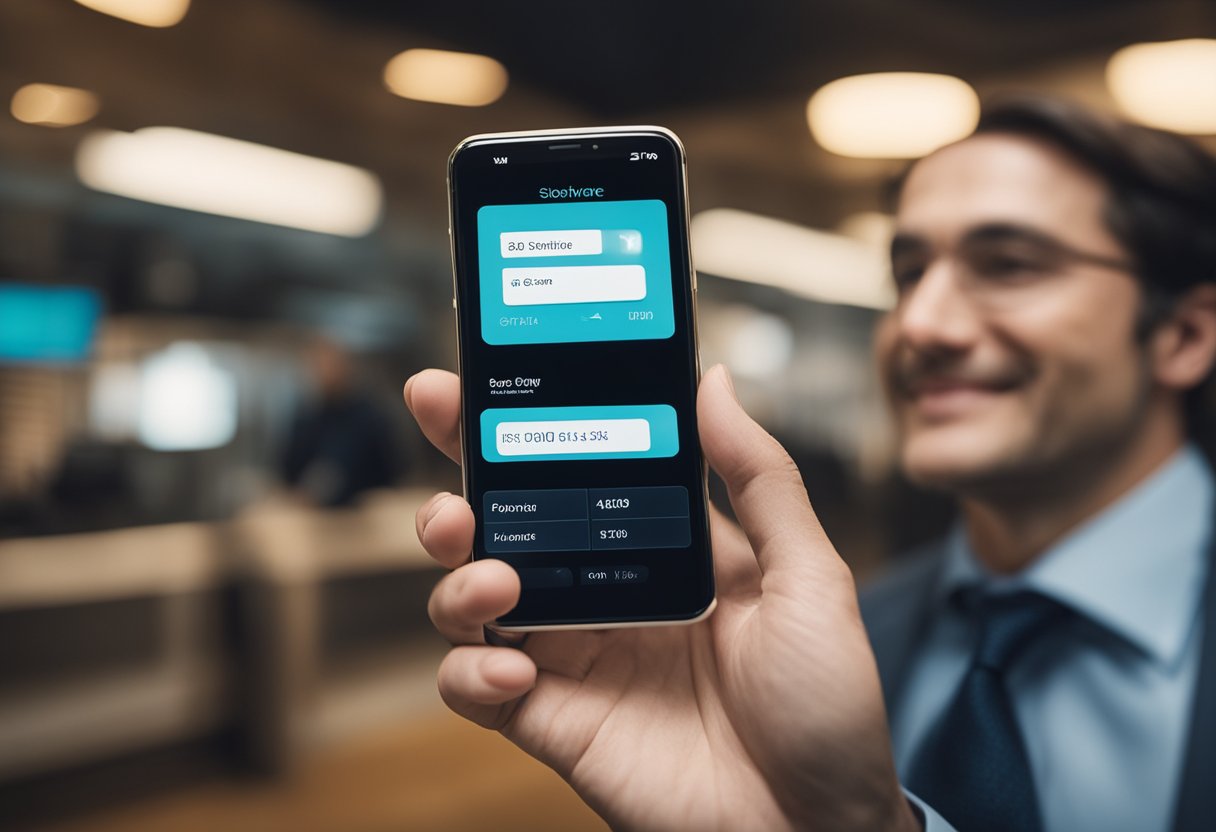 Uma pessoa usando um telefone para ligar para o atendimento ao cliente, segurando um TriCard na mão
