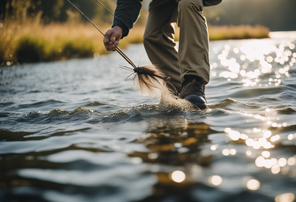 A fly fisherman carefully selects a heavy-weighted fly line for targeting big fish in windy conditions