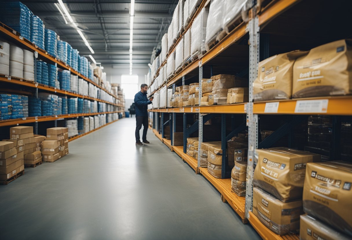 Um cliente comprando ração para pets diretamente do armazém de um distribuidor