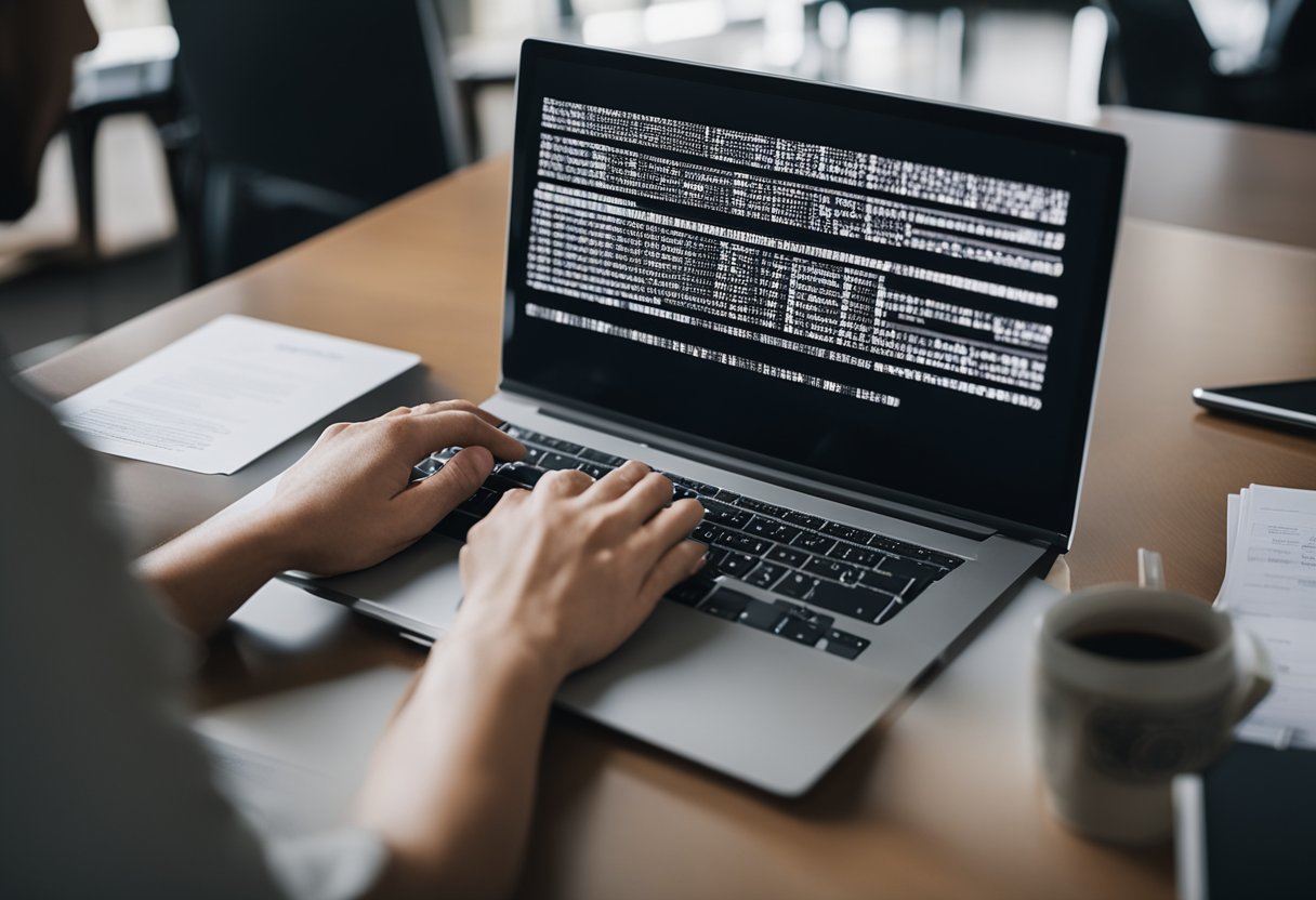 Uma pessoa digitando seu CPF em um computador para buscar informações sobre pagamentos de pensão alimentícia