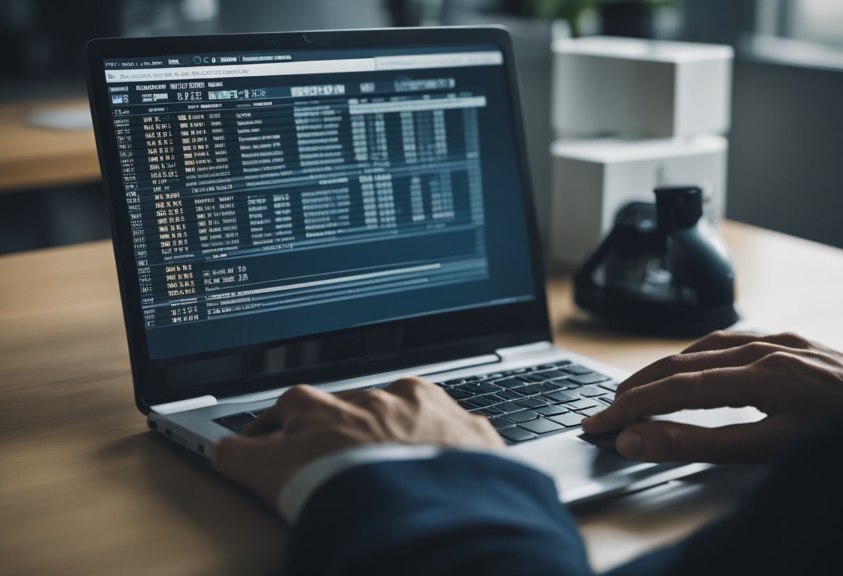 Uma pessoa usando um computador para procurar seu número de reservista usando seu CPF