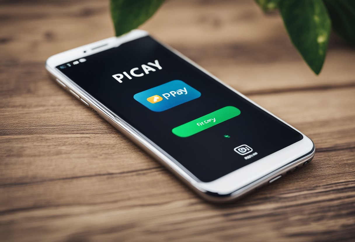 Um smartphone exibindo o aplicativo PicPay, com um dedo tocando o botão "Cadastrar-se"