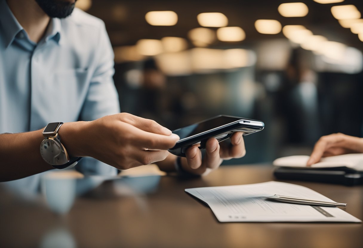 Uma pessoa usando um smartphone para transferir dinheiro para uma conta bancária usando o aplicativo do Banco Inter