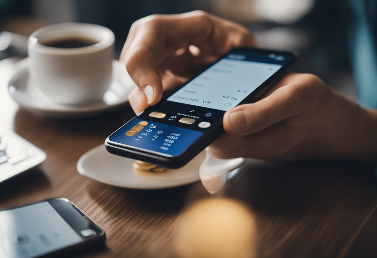 Uma pessoa usando um smartphone para transferir dinheiro para uma conta do Banco Inter