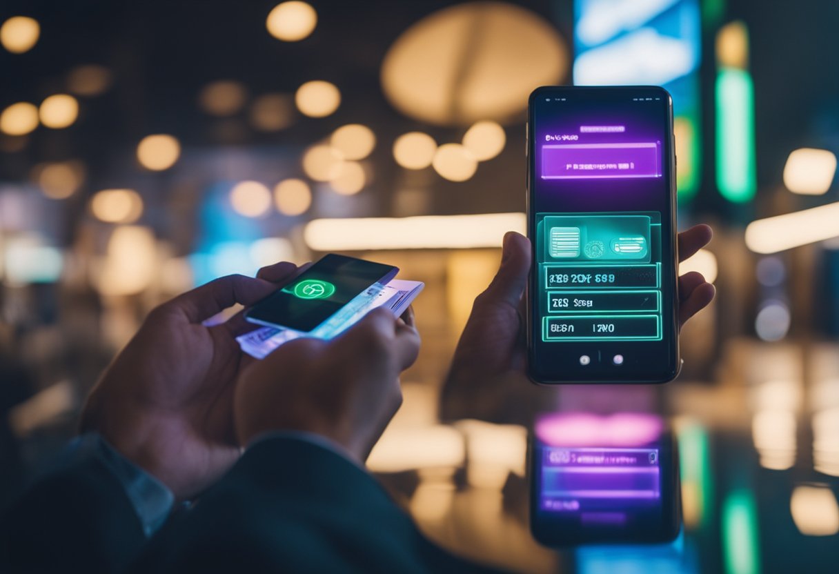 Uma pessoa usando um smartphone para transferir dinheiro para uma conta do banco Neon