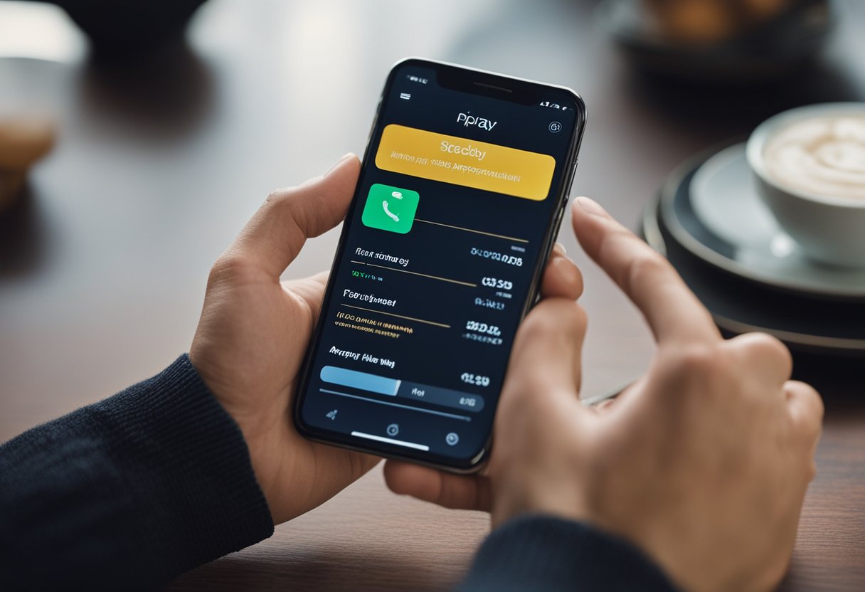 Uma pessoa usando um smartphone para navegar nas configurações do aplicativo PicPay, tocando na opção "Desativar Aproximação do Cartão".