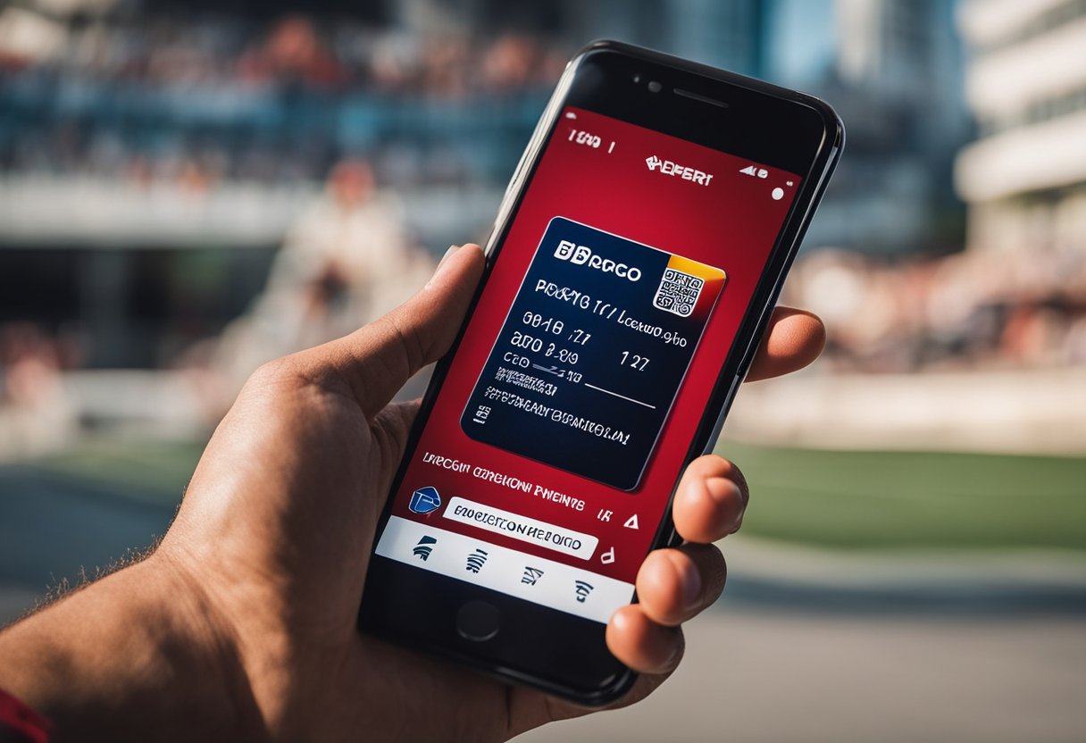 Uma mão segurando o cartão BRB Flamengo com um smartphone próximo, exibindo instruções para desbloquear o cartão