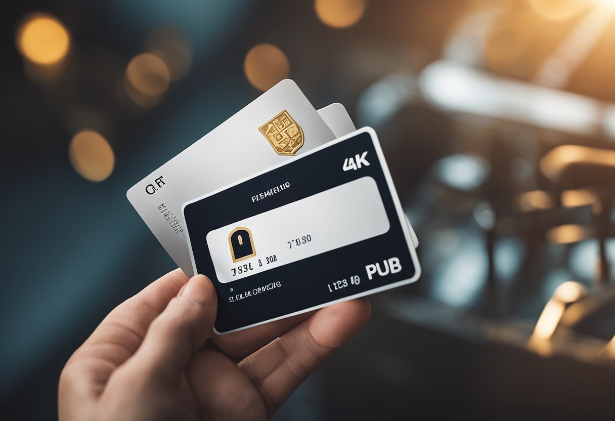 Uma mão alcançando um cartão BRB Flamengo com um símbolo de cadeado, enquanto uma chave paira nas proximidades