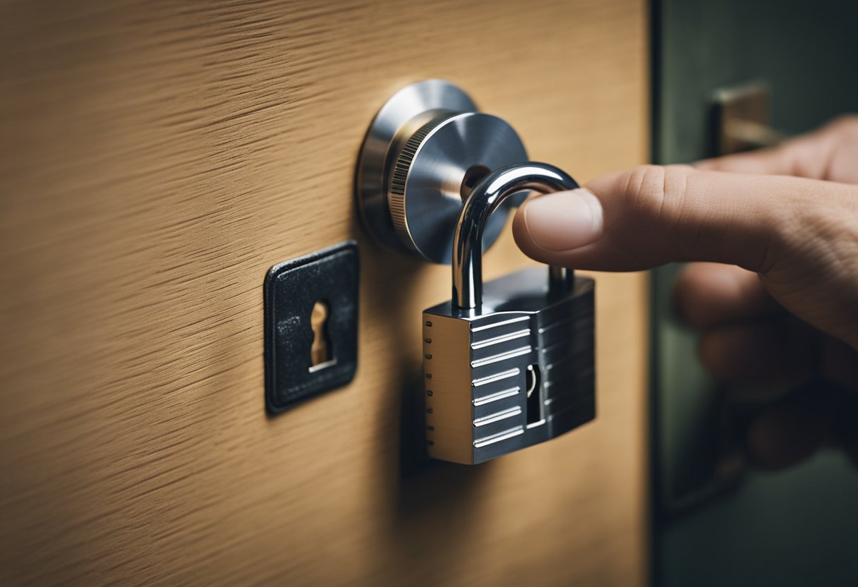 Uma mão alcançando um cartão da Caixa Poupança com um símbolo de cadeado, usando uma chave para desbloqueá-lo