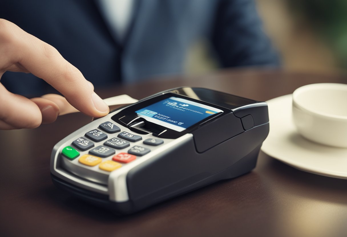 Uma pessoa inserindo seu cartão de cidadão em um leitor de cartões e digitando um PIN para desbloqueá-lo