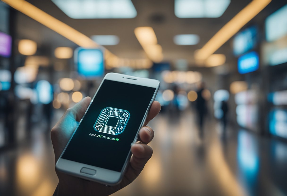 Uma pessoa usando um smartphone para desbloquear um Hipercard com um código de segurança digital