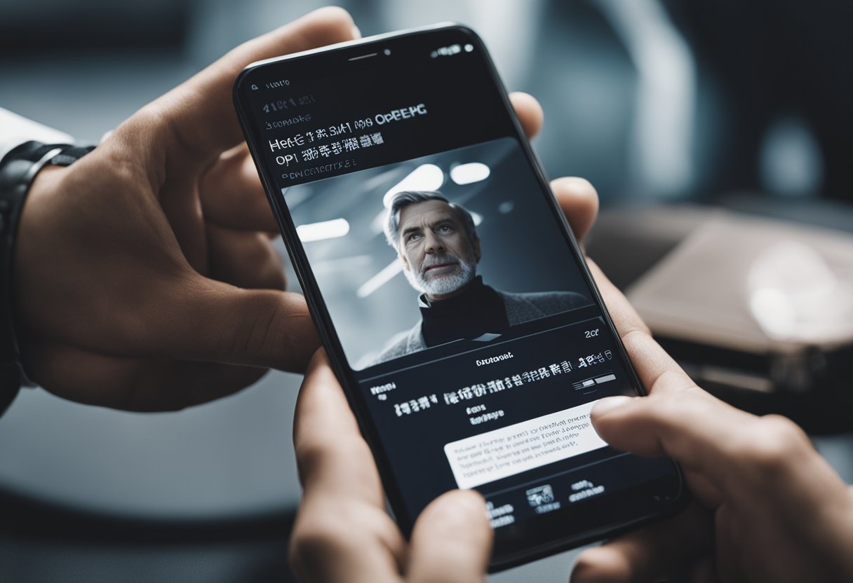 Uma mão alcançando um Hypercard, um smartphone com o aplicativo Hypercard aberto e o rosto de uma pessoa com uma expressão de confusão.