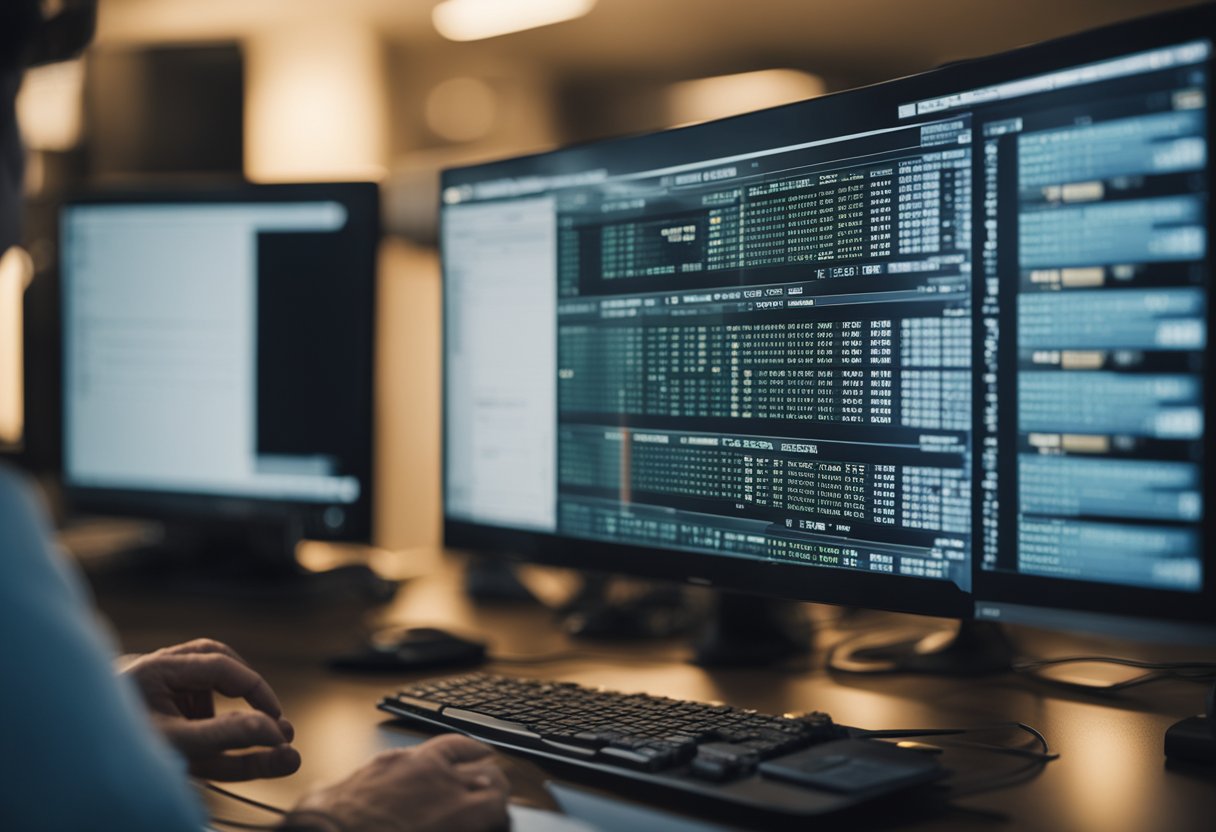 Uma pessoa usando um computador para procurar um número de CNPJ usando um CPF