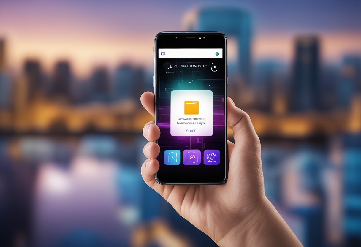 Um smartphone com o ícone do aplicativo Nubank visível na tela, com uma mão se aproximando para desconectar o aplicativo.