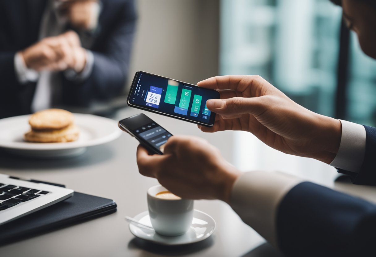 Uma pessoa usando um smartphone para transferir seu salário para o Nubank