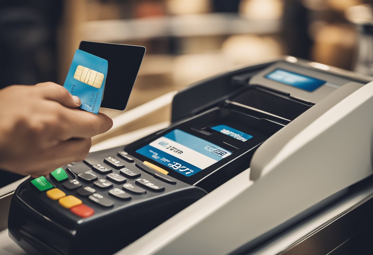 Um cartão de crédito sendo passado no caixa de uma loja Carmen Steffens