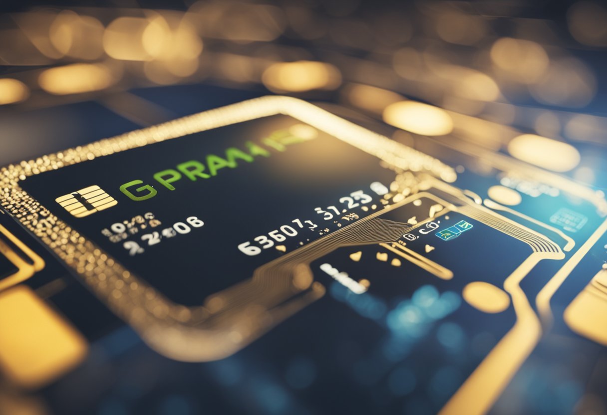 Um ícone de cartão de crédito e um ícone de programa GPA conectados por uma linha, com setas mostrando dados fluindo entre eles.