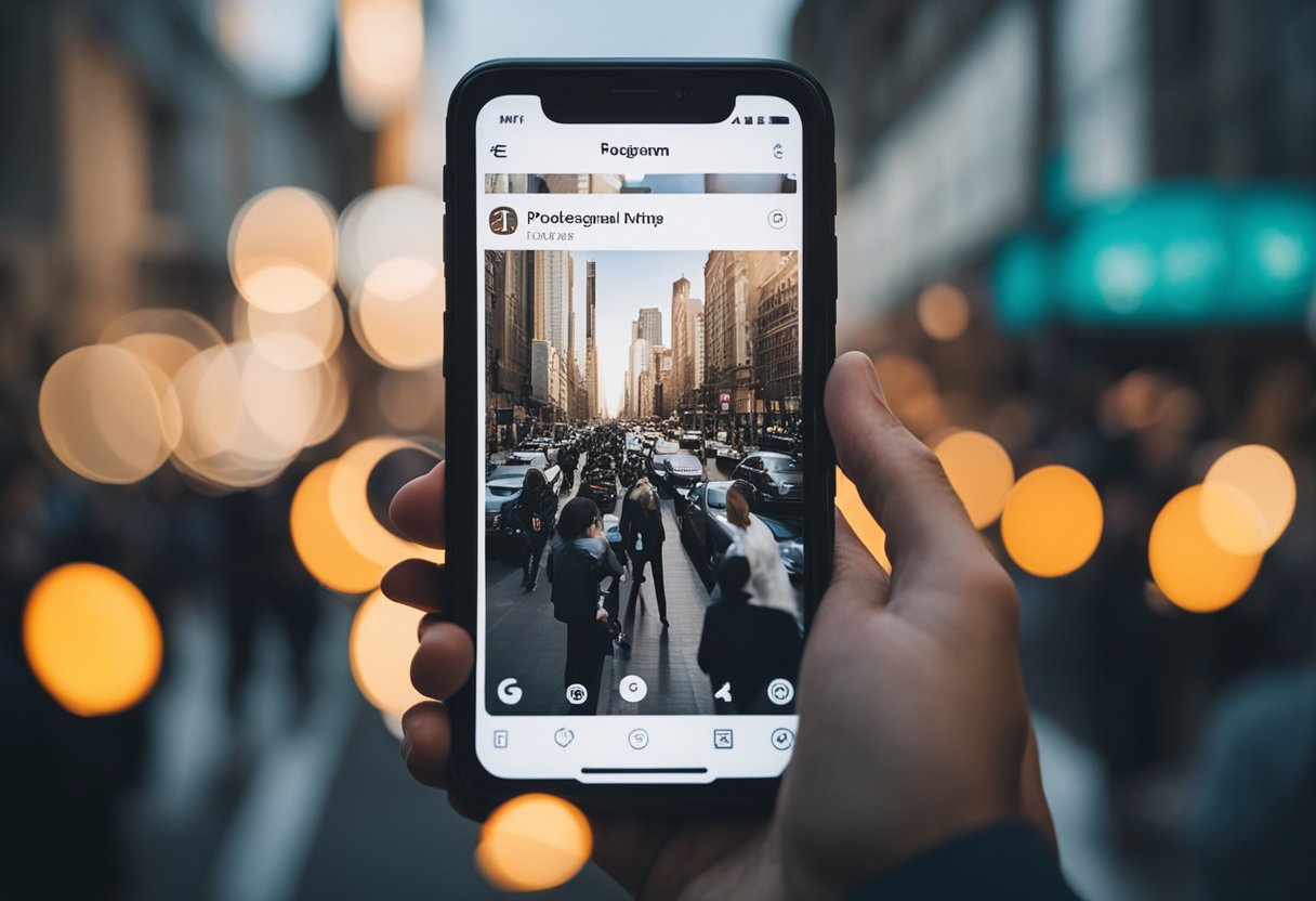 Uma pessoa no Instagram ganhando dinheiro seguindo outras, com um número crescente de seguidores e engajamento em suas postagens.