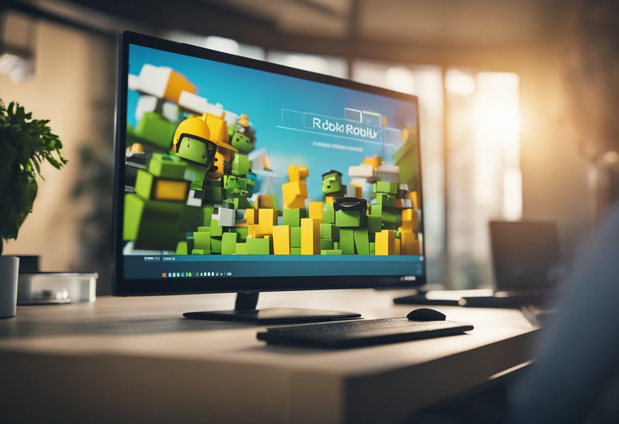 Uma tela de computador exibindo métodos oficiais para ganhar Robux grátis