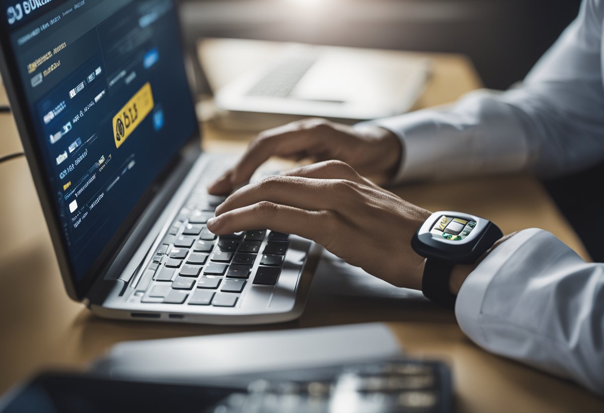 Uma pessoa sentada em um computador, fazendo login em sua conta do Banco do Brasil para gerar uma senha inicial para o Meu INSS.