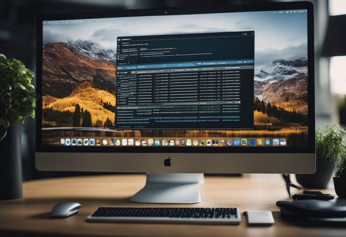 Uma tela de computador exibindo um tutorial sobre como habilitar BBCode, com um cursor de mouse clicando no menu de configurações