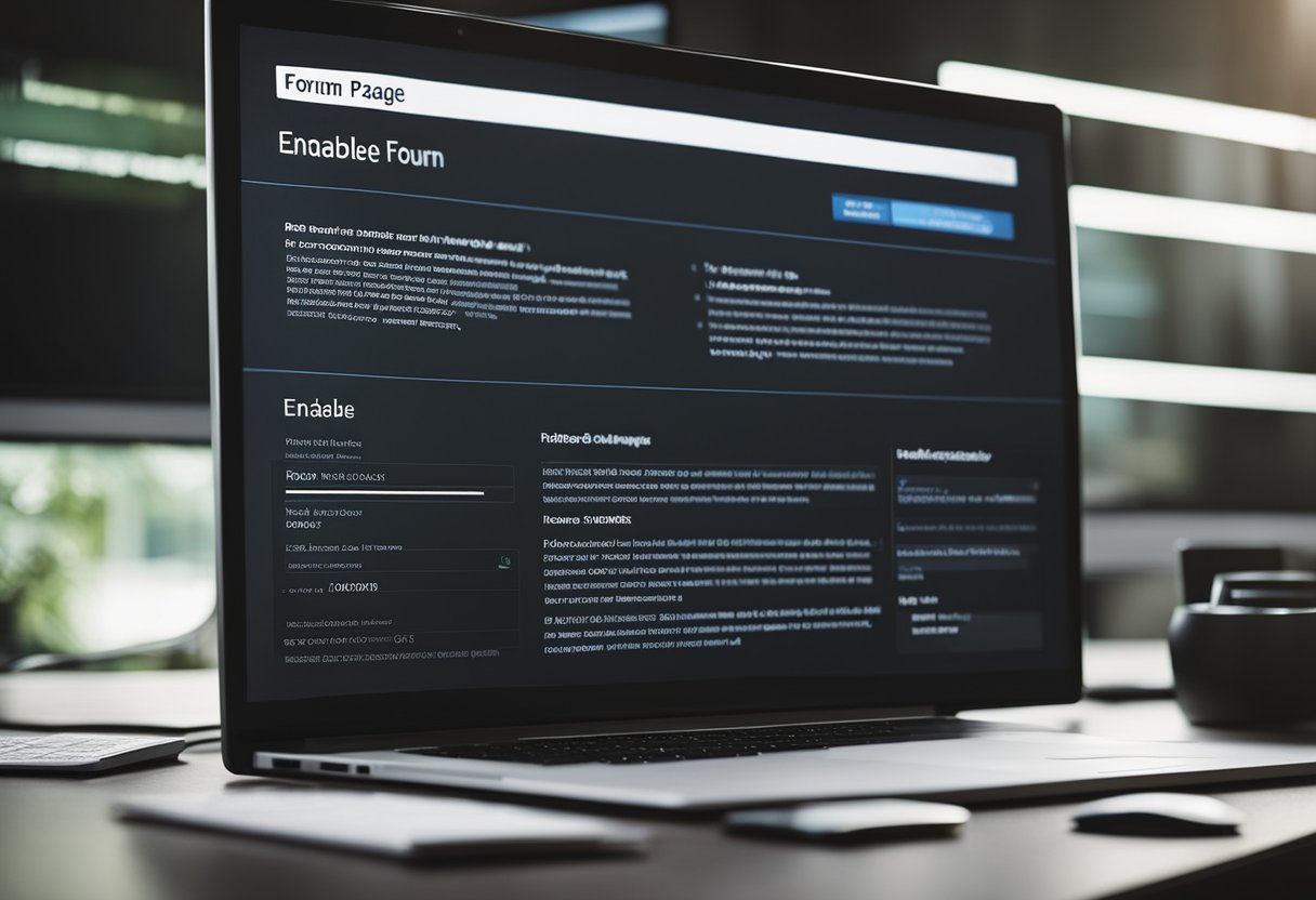 Uma tela de computador exibindo uma página de fórum com um mouse clicando na opção "Ativar BBCode" no menu de configurações