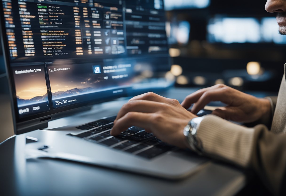 Uma pessoa acessando um computador, navegando para o site do Santander e clicando na opção "Ativar ID"