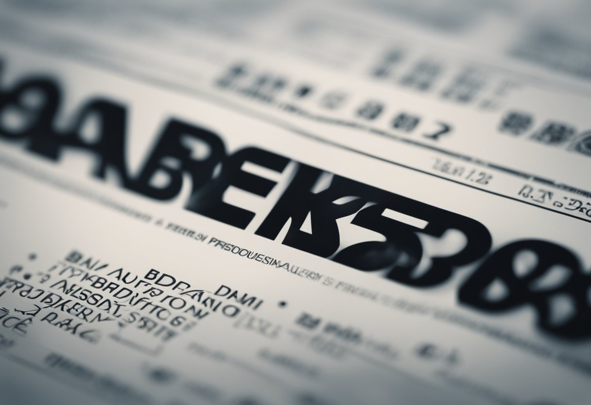 O nome de uma pessoa sendo apagado de uma lista negra enquanto um logo de banco é visto ao fundo