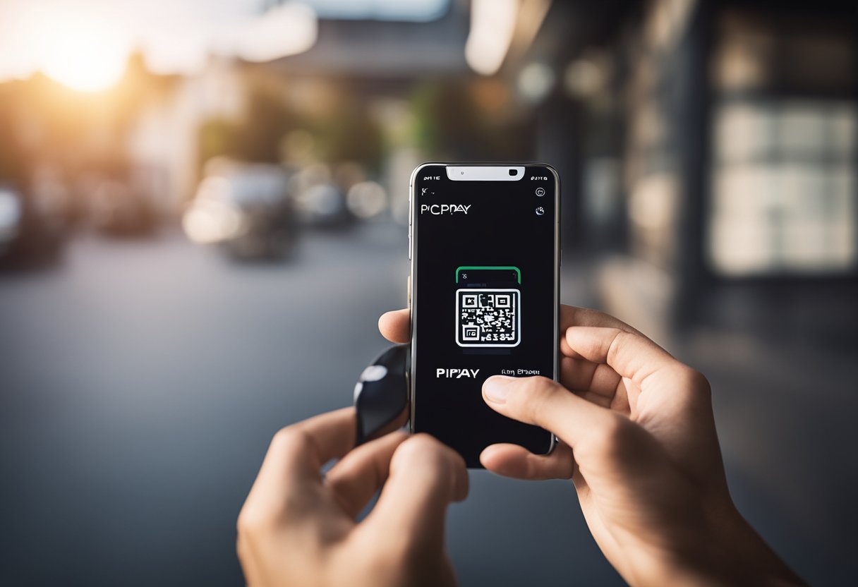 Uma mão segurando um smartphone com o aplicativo PicPay aberto, navegando pelas configurações para mudar a senha