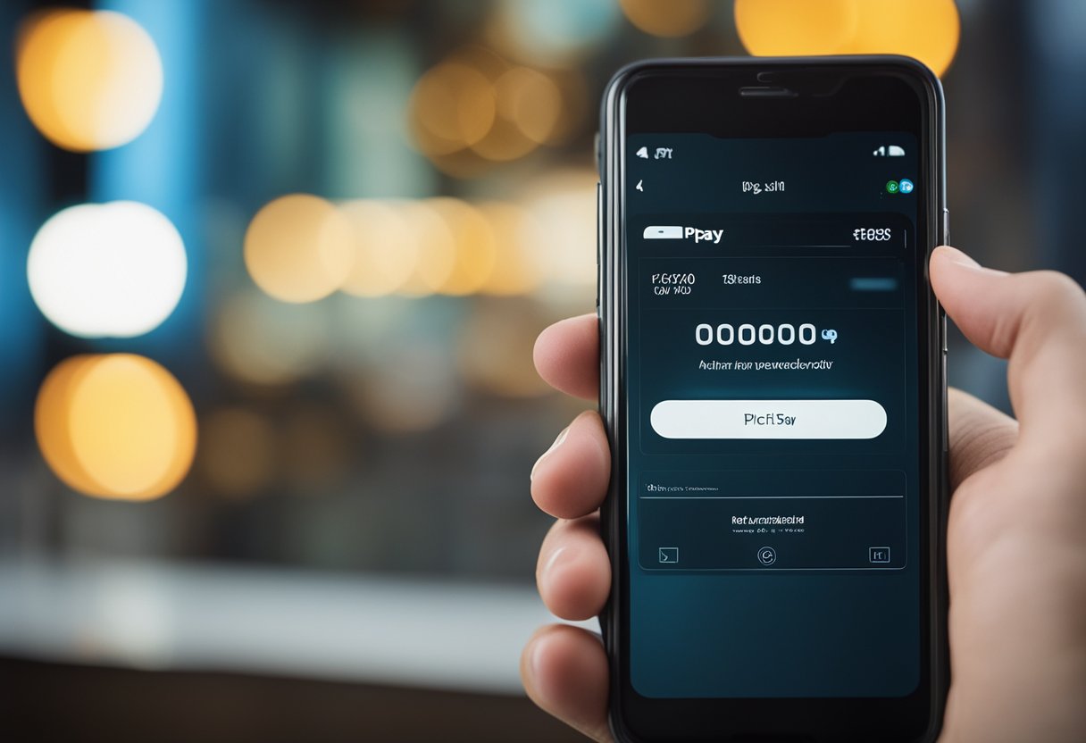 Um smartphone exibindo o aplicativo PicPay com a tela de troca de senha aberta, um ícone de cadeado e uma nova senha sendo digitada