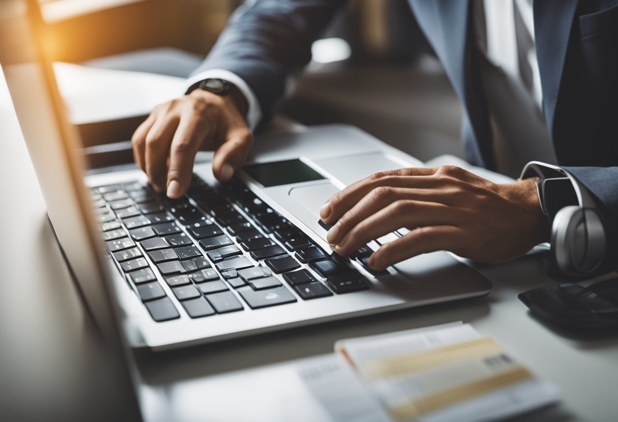 Uma pessoa usando um computador para acessar o site do Itaú e fazendo um pagamento do seu imposto DARF