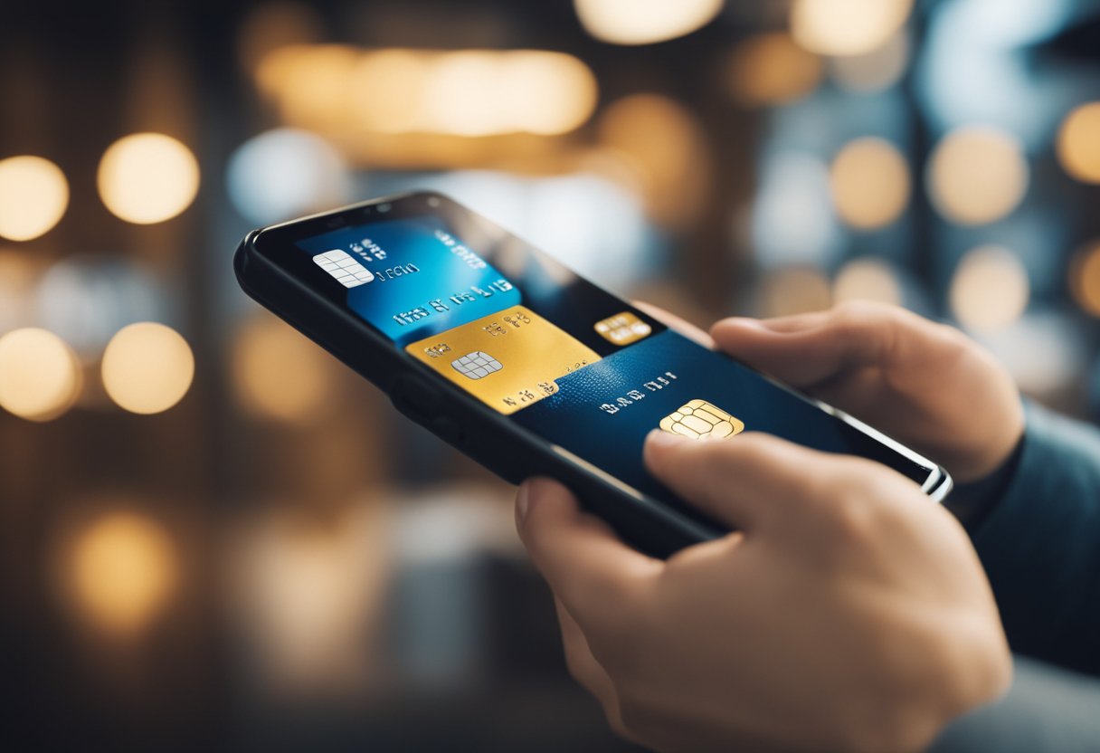 Uma pessoa usando um smartphone para rastrear uma transação de cartão de crédito