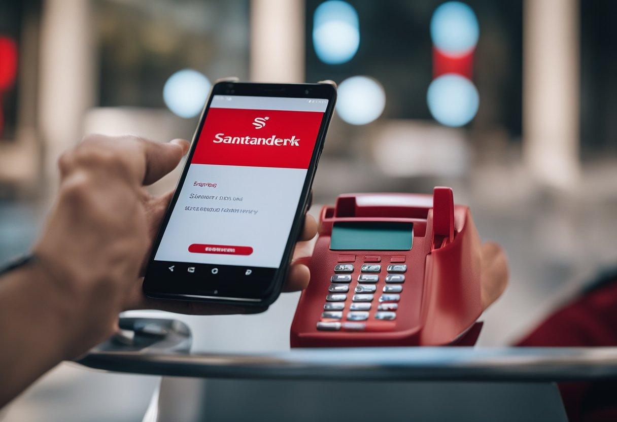 Uma pessoa usando um smartphone para rastrear a entrega do seu cartão do banco Santander