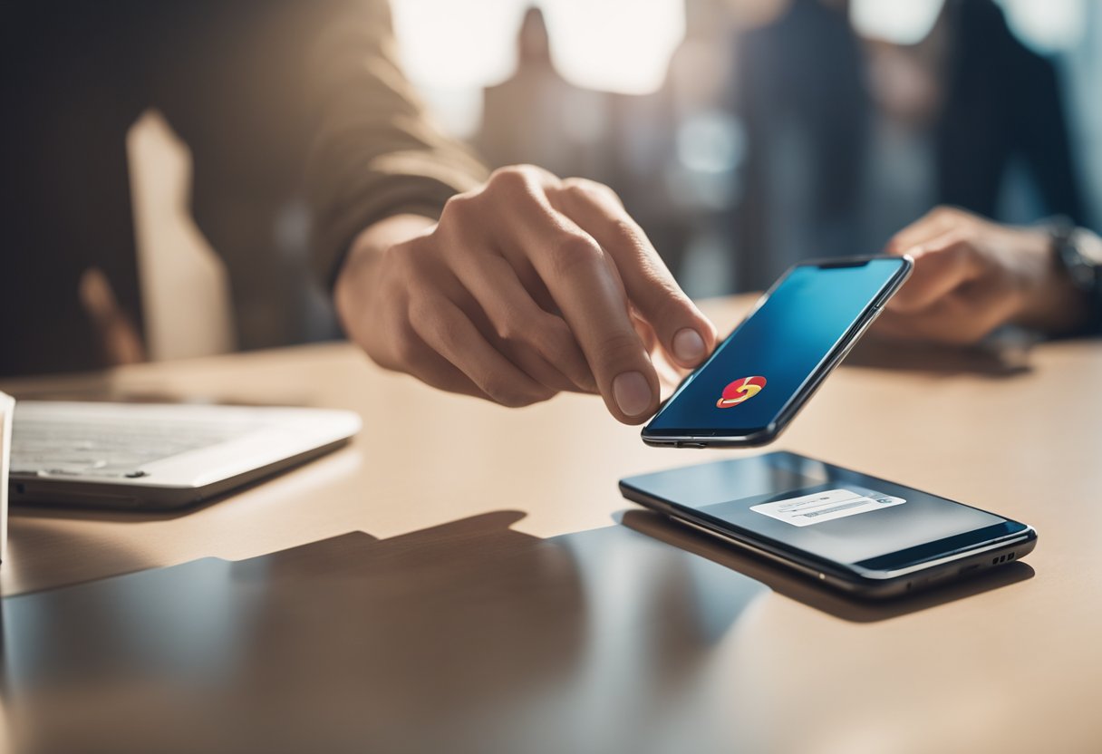 Uma pessoa usando um smartphone para rastrear seu cartão Santander, com o logo do banco visível na tela.