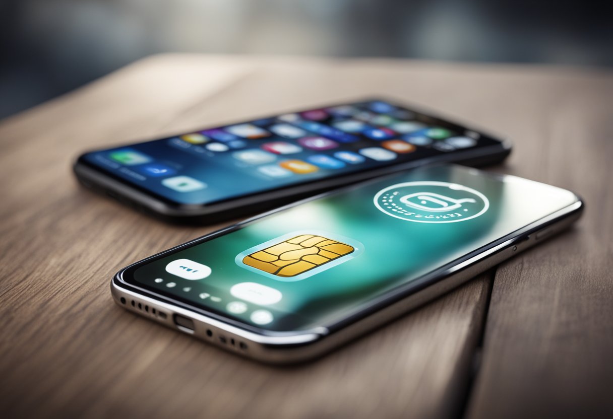 Um smartphone com um aplicativo de carteira digital aberto, um ícone de cadeado e um link de "esqueci a senha" destacado