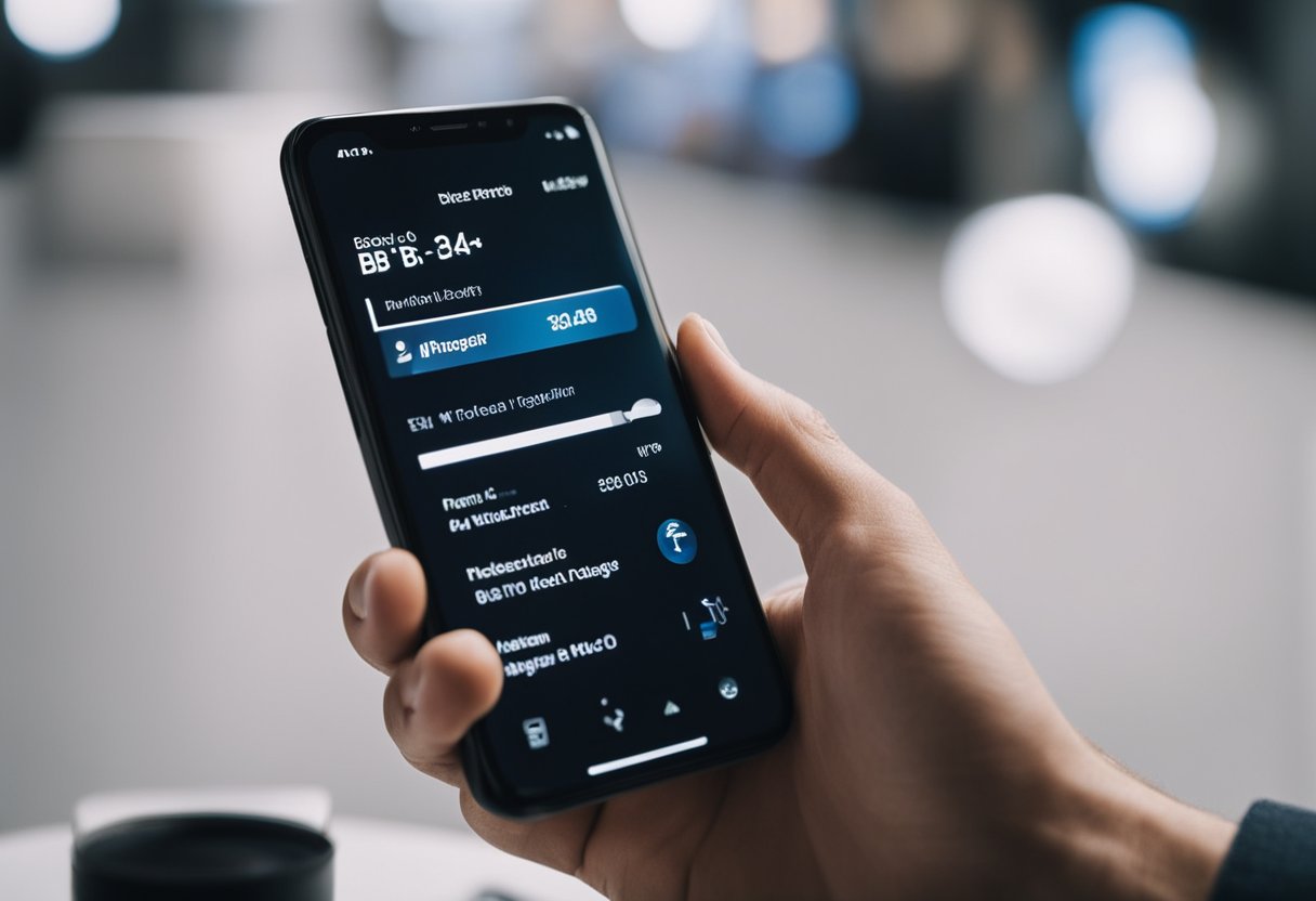 Uma pessoa usando um smartphone para acessar os detalhes do seu pacote de serviços BB